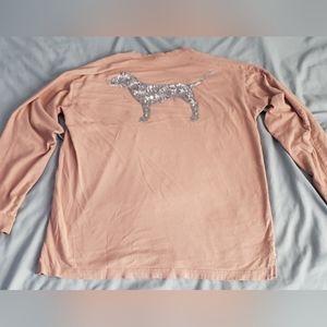 Vs Pink Bling Long Sleeve Size Medium